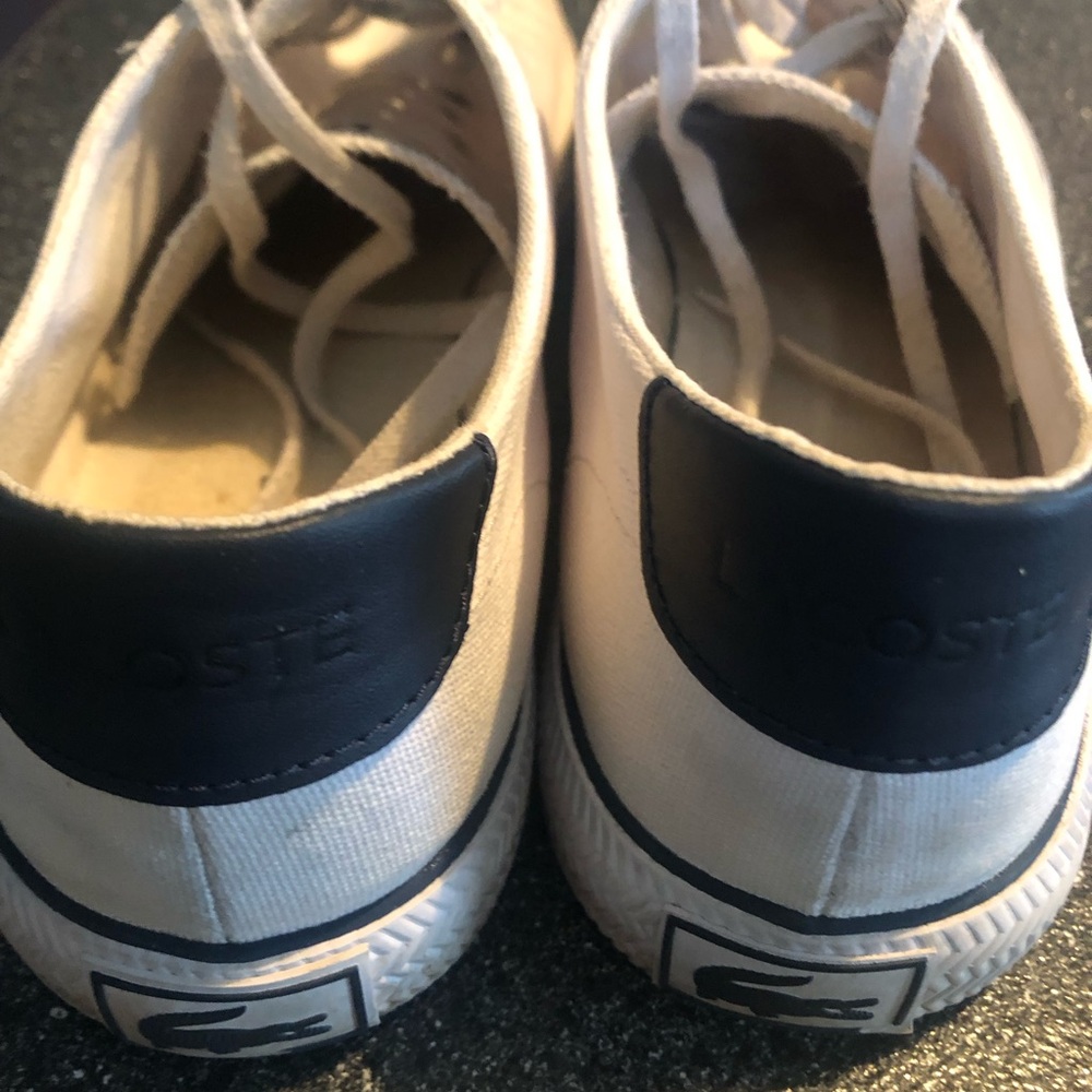 Lacoste White Canvas Sneakers size 10.5 - Picture 9 of 15